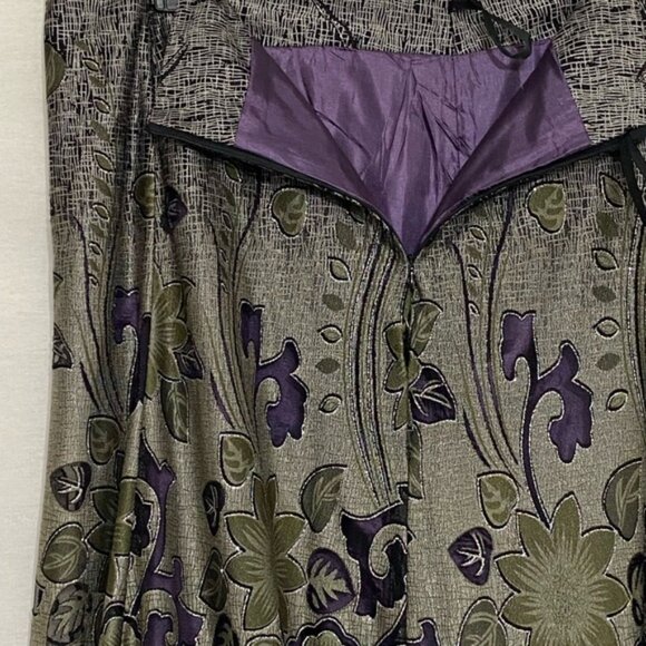 W-76 SOLD To Polly Zashi Gray Purple & Green Lace Trim  Maxi Skirt Size XL - Picture 10 of 14